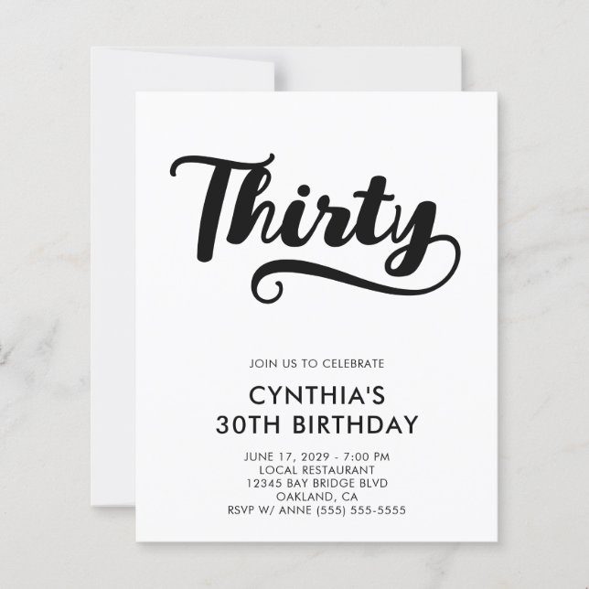 Budget Retro Swash Bold Script 30th Birthday (Front)