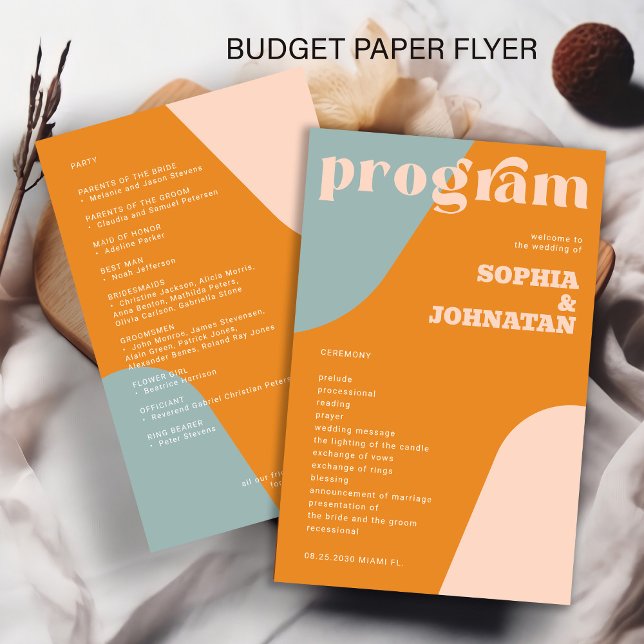 Budget retro wedding program template flyer (Creator Uploaded)