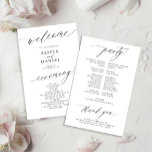 Budget romantic black and white wedding program<br><div class="desc">Modern simple minimalist black script trendy clean white ceremony and party BUDGET affordable wedding program template featuring chic trendy romantic elegant calligraphy.              Easy to personalise with your custom text on both sides!</div>