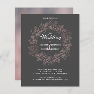 BUDGET Romantic Elegant Rose Gold Wreath Wedding