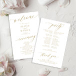 Budget romantic gold typography wedding program<br><div class="desc">Modern simple minimalist faux gold script trendy clean white ceremony and party BUDGET affordable wedding program template featuring chic trendy romantic elegant calligraphy.              Easy to personalise with your custom text on both sides!</div>