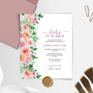 Budget Romantic Rose Flower Baby Shower Invitation