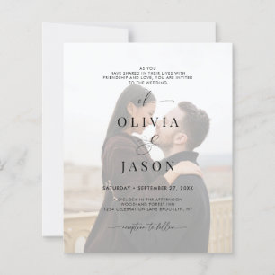 BUDGET Romantic Script Black White 2 Photo Wedding
