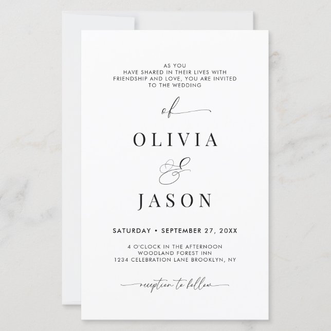 BUDGET Romantic Script Black White Initial Wedding (Front)