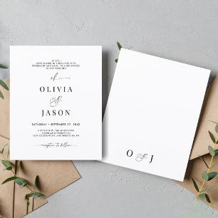 BUDGET Romantic Script Black White Initial Wedding