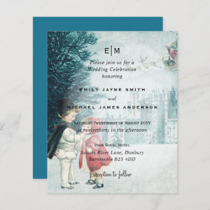 Budget Romantic Vintage Christmas Wedding Invite