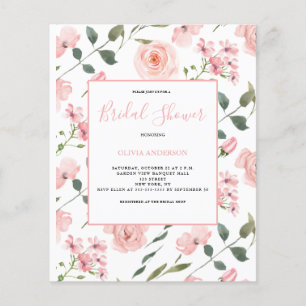 Budget Rose Blush Floral Bridal Shower Flyer