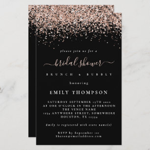 Budget Rose Glitter Bridal Shower Large Invite
