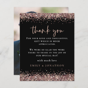 Budget Rose Glitter Photo Wedding Black Thanks