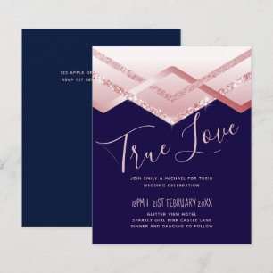 Budget Rose gold Art Deco Foil Look Navy Wedding