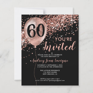 Budget Rose Gold Balloon Black 60th Birthday