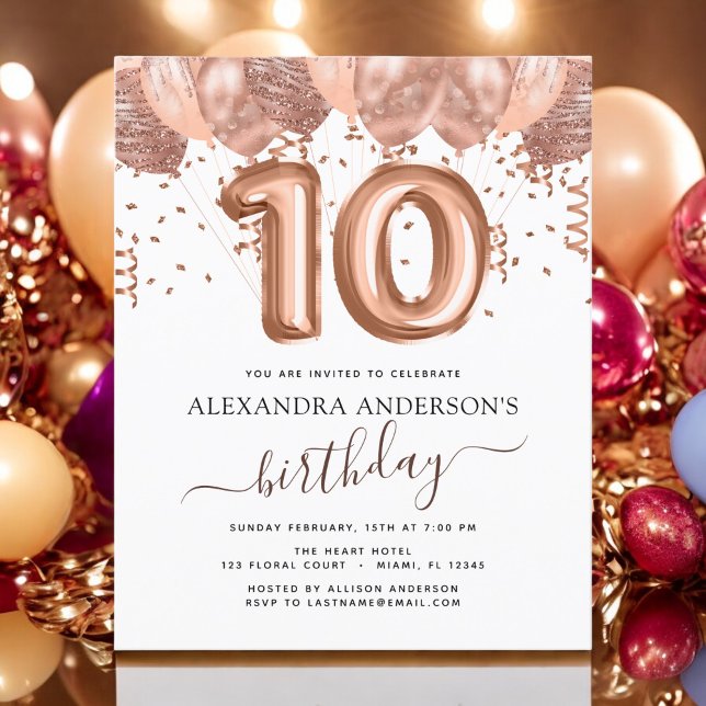 Budget Rose Gold Balloons 10th Birthday Party (Creator Uploaded)