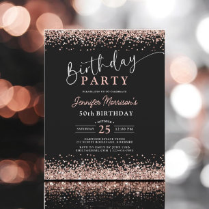 Budget Rose Gold Black Any Age 50th Birthday Flyer