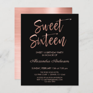 Budget Rose Gold Black Sweet Sixteen Birthday