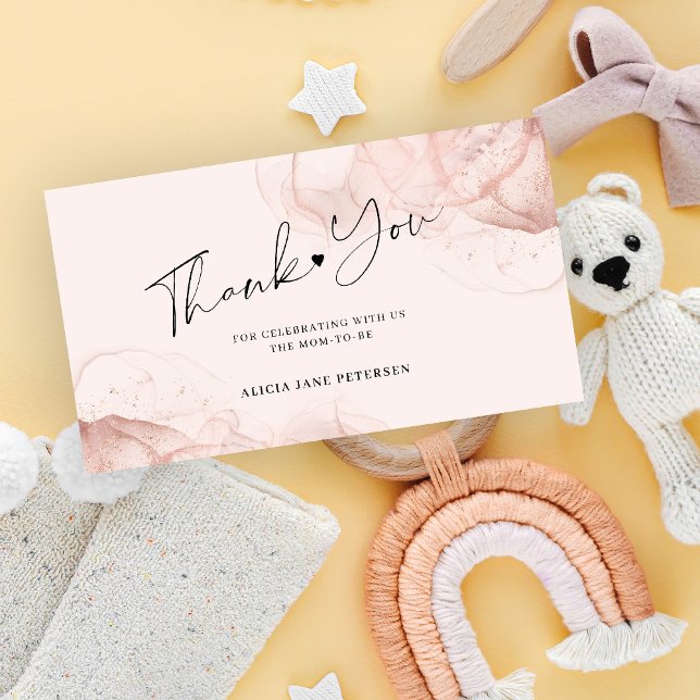 Budget rose gold blush baby shower thank you card (Creator Uploaded)