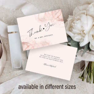 Budget rose gold blush modern wedding thank you card