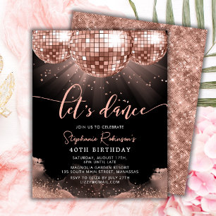 Budget Rose Gold Disco Ball 40th Birthday Invite