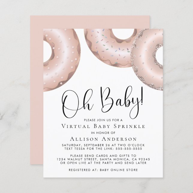 Budget Rose Gold Doughnuts Virtual Baby Sprinkle (Front/Back)