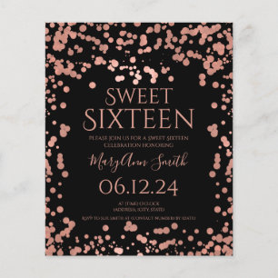 Budget Rose Gold Foil Confetti Sweet 16 Black