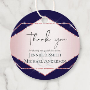 Budget Rose Gold Foil Look Geometric Wedding Favour Tags