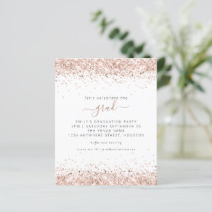 Budget Rose Gold Glitter 2024 Graduation Invite