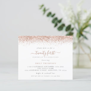 Budget Rose Gold Glitter 21st Party Invitation