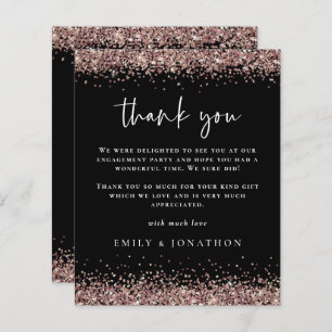 Budget Rose Gold Glitter Black Engagement Thanks