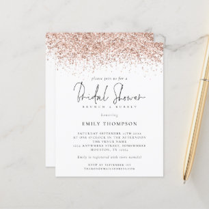 Budget Rose Gold Glitter Bridal Shower Invitation