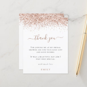 Budget Rose Gold Glitter Bridal Shower Thank You