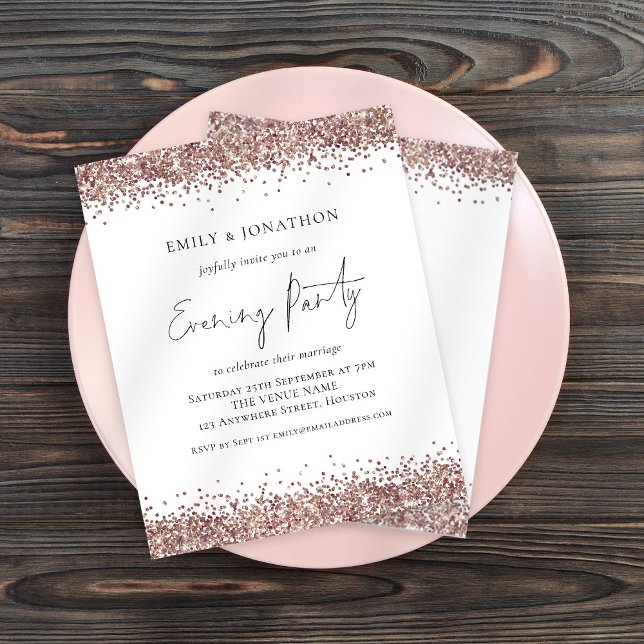 BUDGET Rose Gold Glitter Evening Invite (Creator Uploaded)