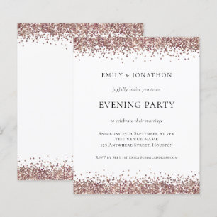 BUDGET Rose Gold Glitter Evening Party Invitation