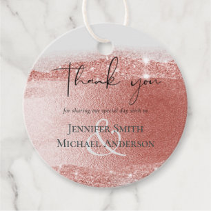 Budget Rose gold Glitter Foil Look Wedding Favour Tags
