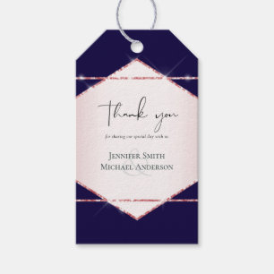 Budget Rose gold Glitter Foil Look Wedding Gift Tags