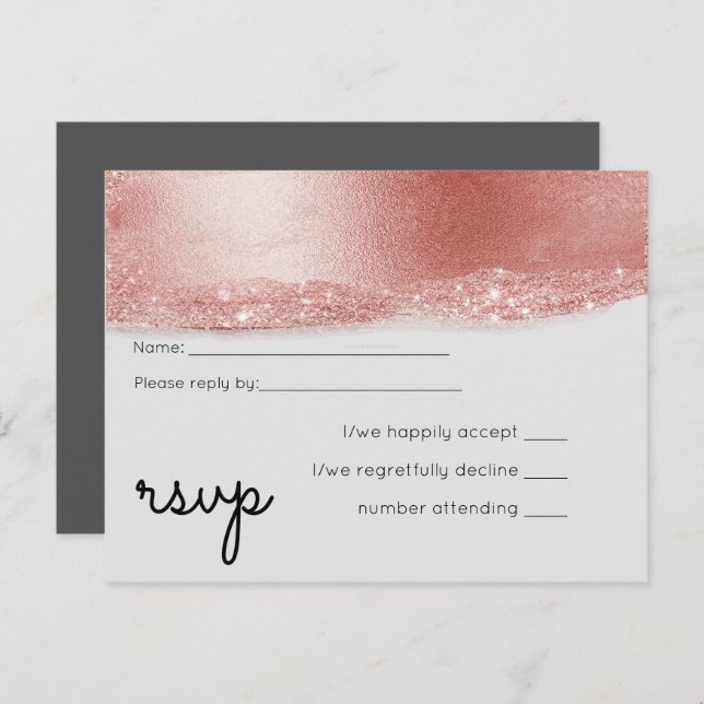 Budget Rose gold Glitter Foil Look Wedding Invitation Postcard (Front/Back)