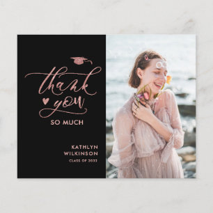 BUDGET Rose Gold Glitter GRADUATION Thank You Card