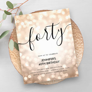 BUDGET Rose Gold Glitter Lights 40th Birthday  Flyer