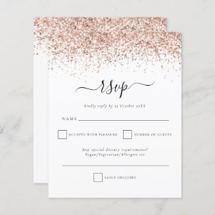 Budget Rose Gold Glitter script Wedding RSVP