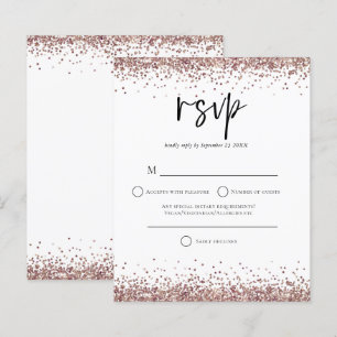 Budget Rose Gold Glitter Script Wedding RSVP
