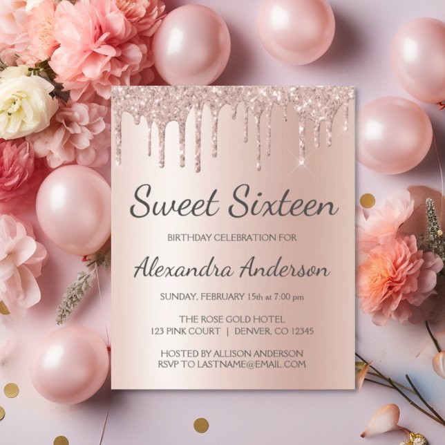 Budget Rose Gold Glitter Sweet Sixteen Birthday (Creator Uploaded)