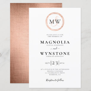 Budget Rose Gold Monogram Wedding Invitation