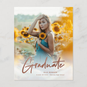 Budget Rose Gold Photo Graduation Party Invitation