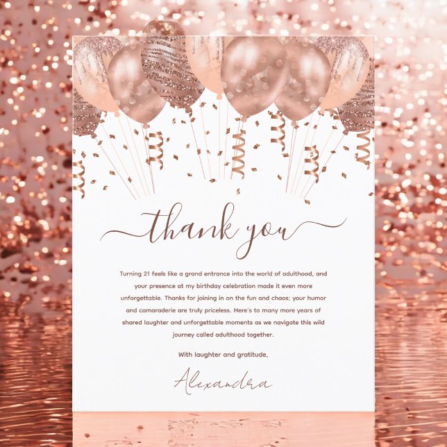 Budget Rose Gold Pink Balloons 21st Birthday Party Flyer (Creator Uploaded)