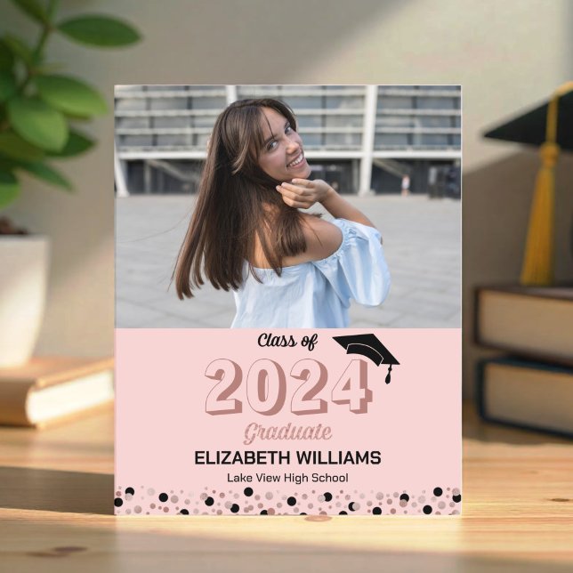 Budget Rose Script Photo Graduation Announcement (Creator Uploaded)