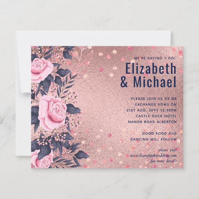 BUDGET Rosegold Blue Pink WEDDING Girly Glam (Front)