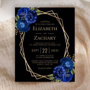 Budget Royal Blue Floral Gold Black Wedding