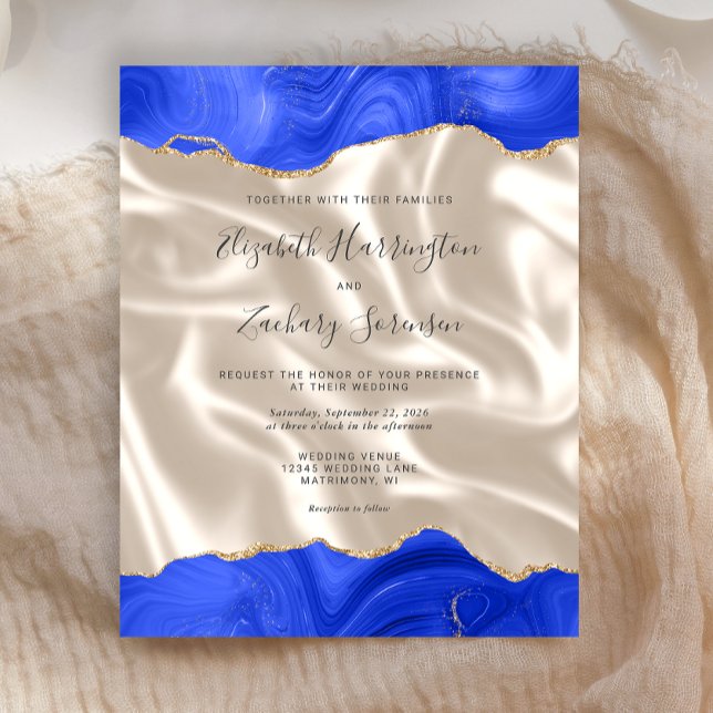 Budget Royal Blue Gold Agate Ivory Silk Wedding (Creator Uploaded)