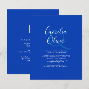 Budget Royal Blue Monochrome Wedding INVITE
