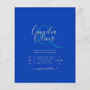 Budget Royal Blue Monochrome Wedding INVITE Flyer