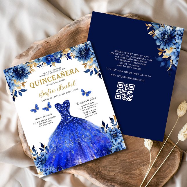 Budget Royal Blue QR Code Princess Quinceanera (Creator Uploaded)