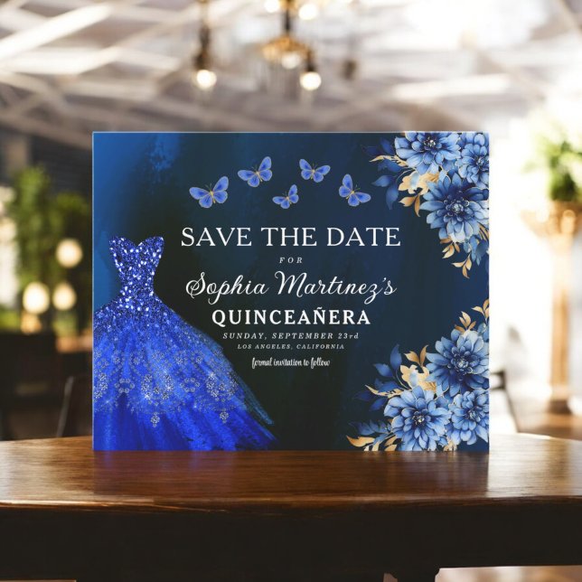 Budget Royal Blue Save the Date Quinceanera (Creator Uploaded)